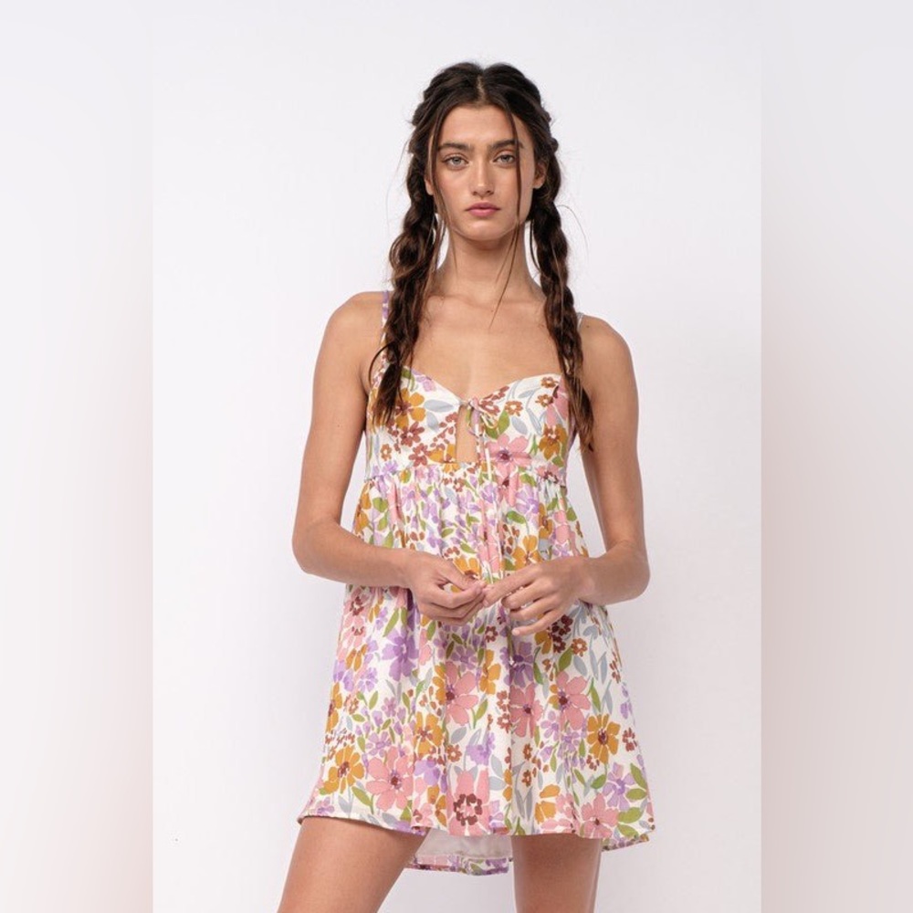Andriana Lavender Floral Babydoll Cami Mini Dress